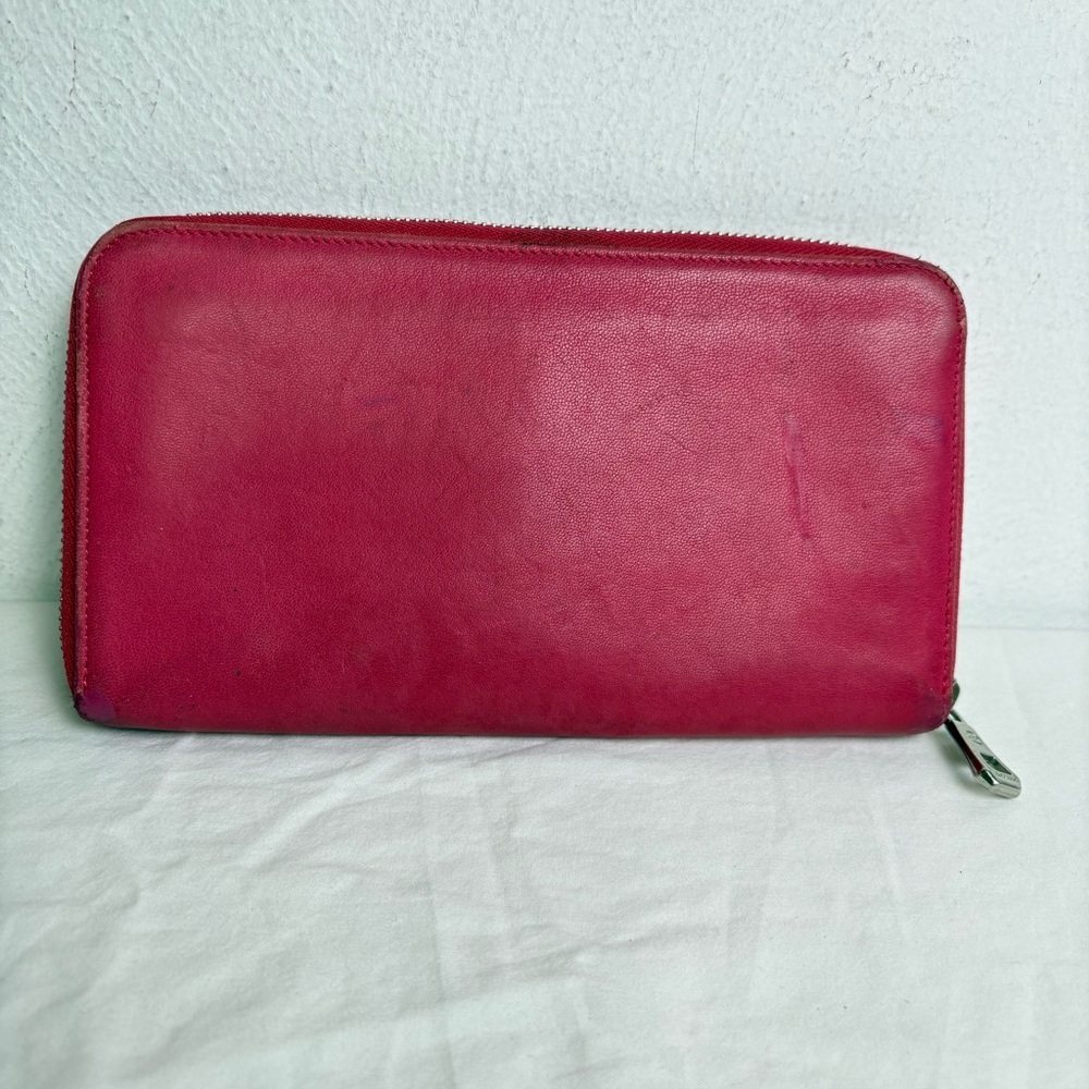 LONGCHAMP Pink Leather Bifold Wallet * flaws* - Picture 2 of 16